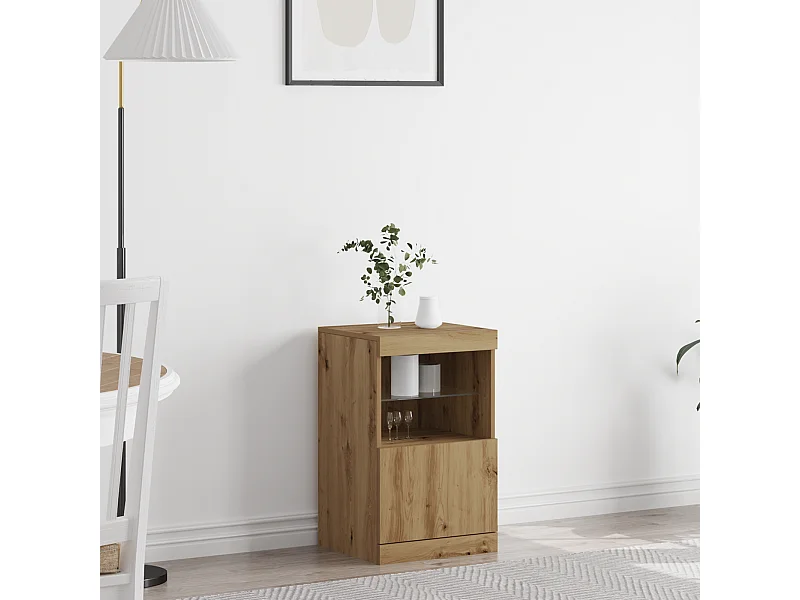 Buffet | Bahut | Meuble de rangement avec lumières LED Chêne Artisan 41x37x67 cm