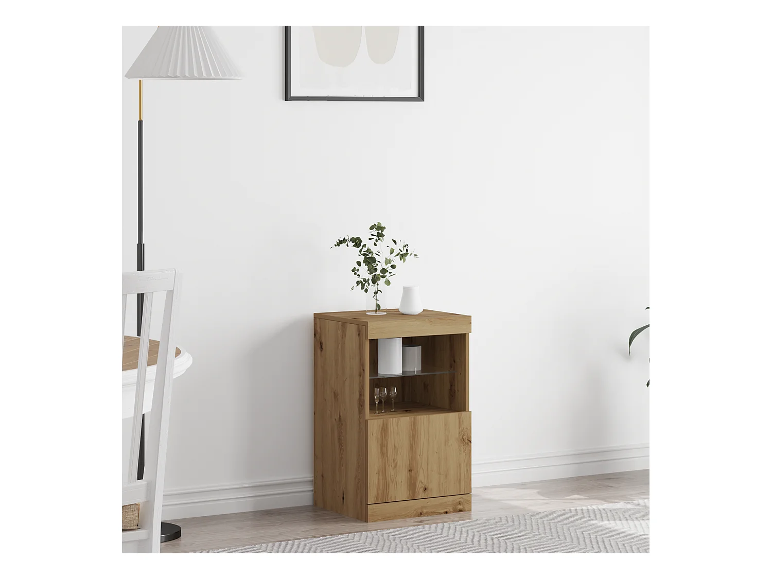Credenza | Buffet | Armadio con Luci LED Rovere Artigianale 41x37x67 cm