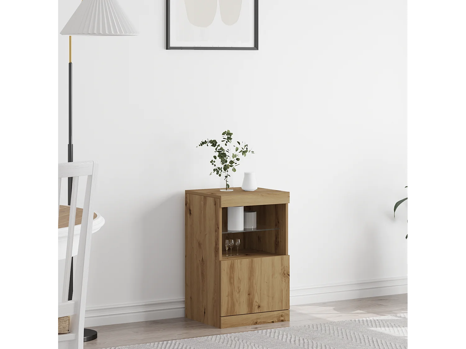 Buffet | Bahut | Meuble de rangement avec lumières LED Chêne Artisan 41x37x67 cm