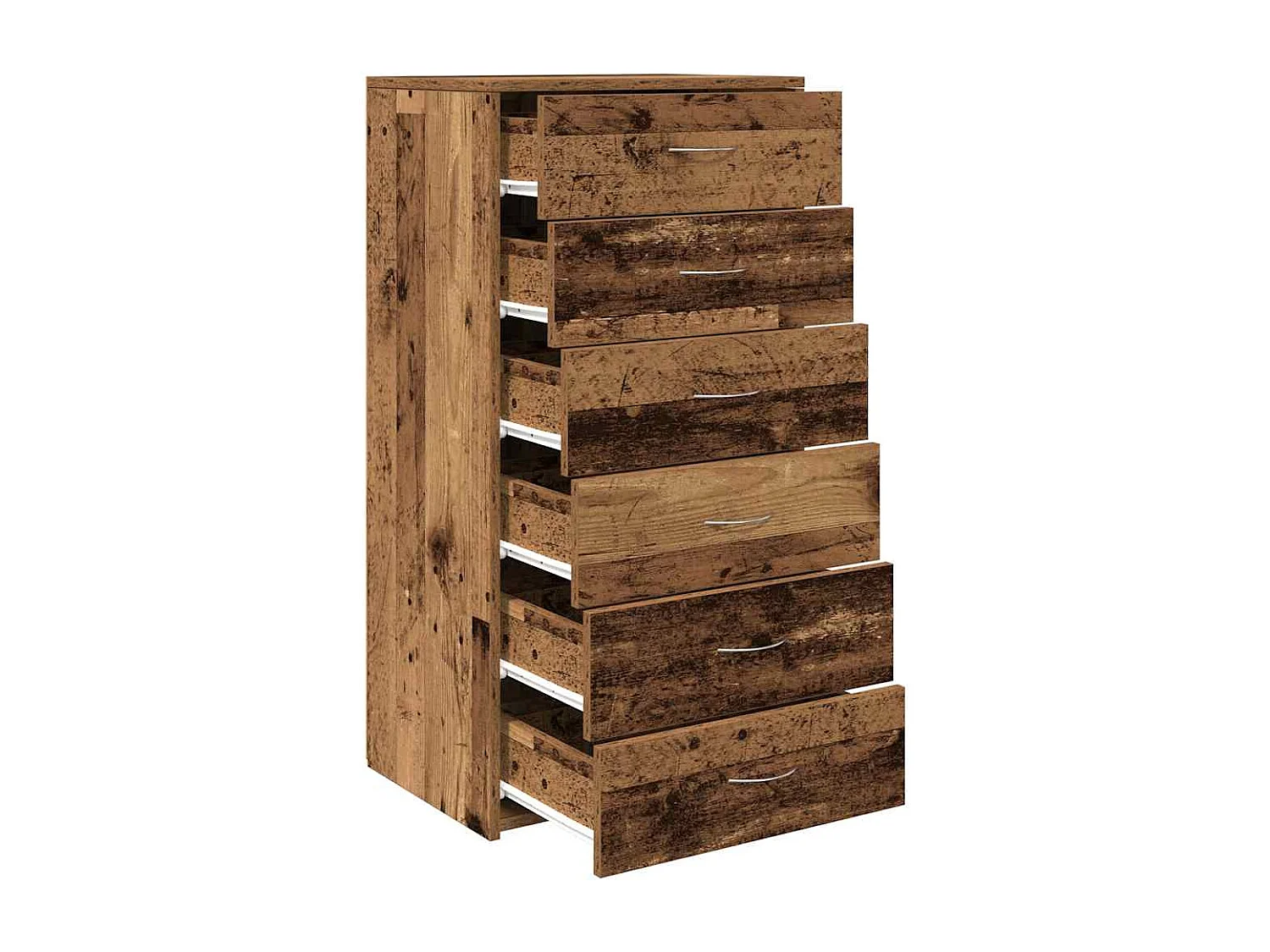 Credenza | Buffet | Armadio con 6 Cassetti Legno Antico 50x34x96 cm in Truciolato