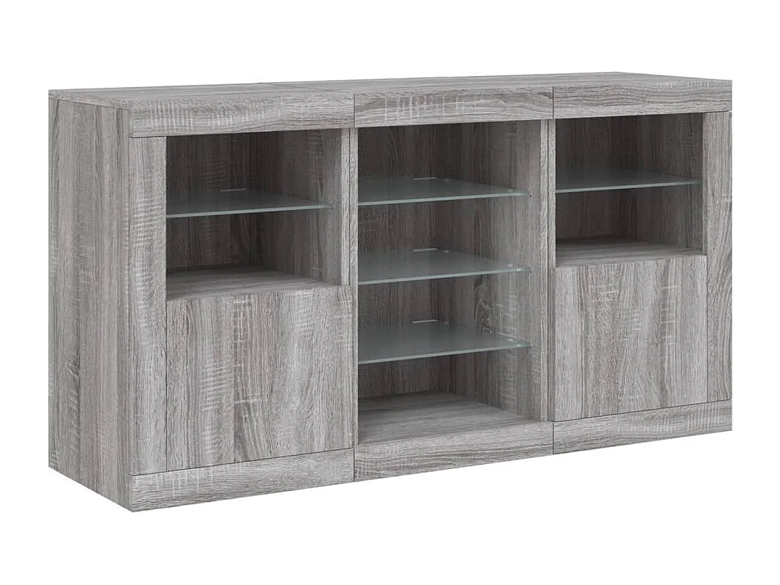 Buffet | Bahut | Meuble de rangement avec lumières LED sonoma gris 123x37x67 cm