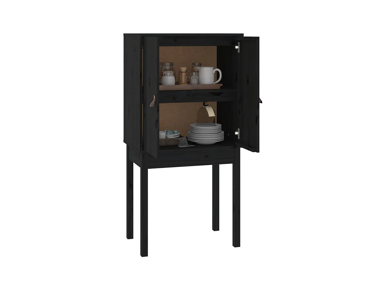 Buffet | Bahut | Meuble de rangement haut Noir 60x40x120 cm Bois massif de pin