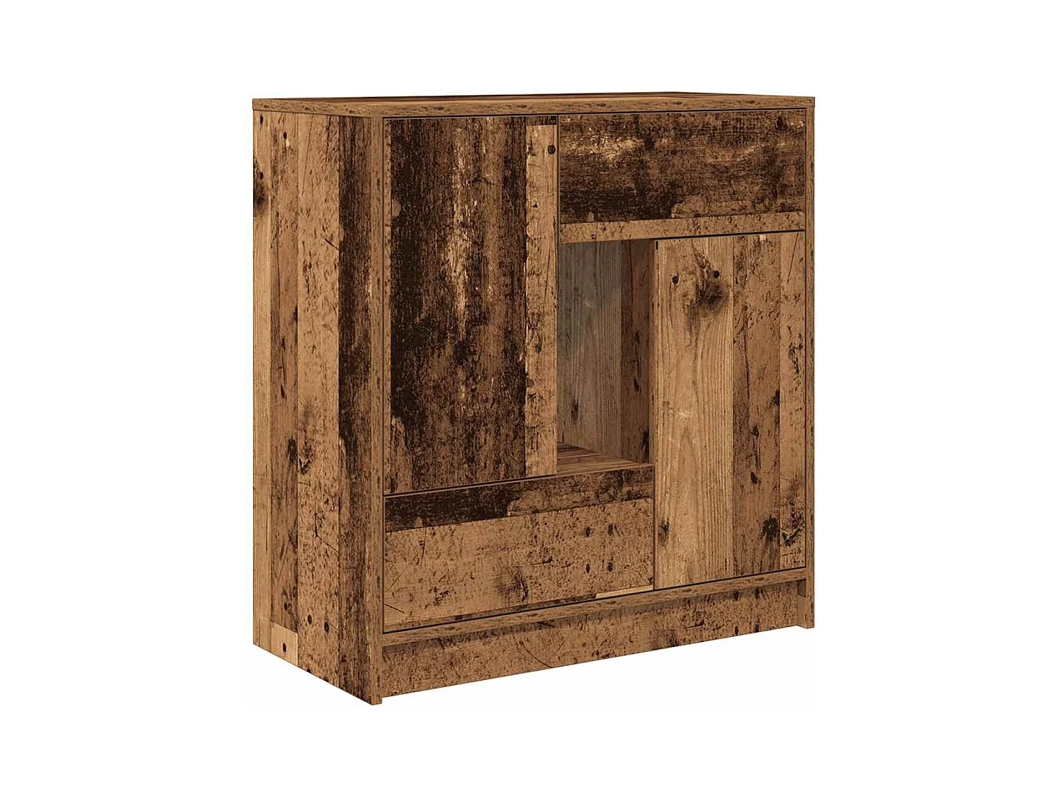 Buffet | Commode à tiroir | Meuble de rangement avec tiroirs et portes vieux bois 70,5x34x74,5 cm