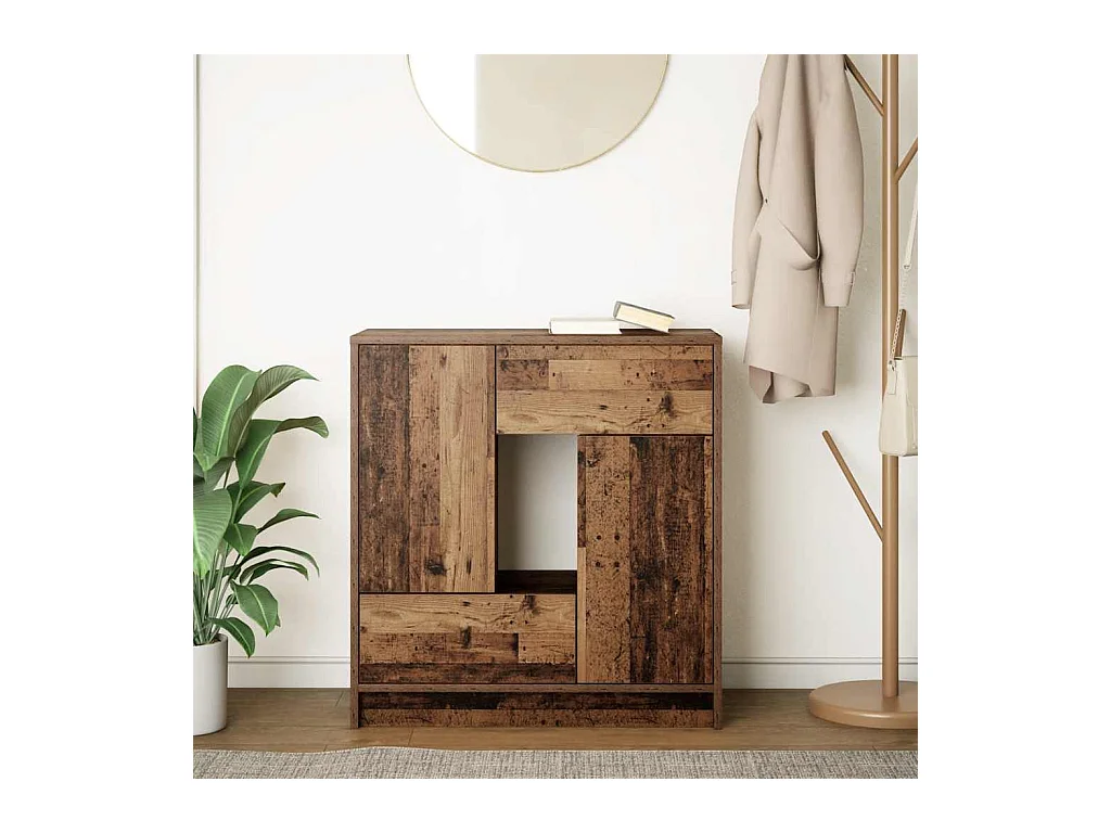 Buffet | Commode à tiroir | Meuble de rangement avec tiroirs et portes vieux bois 70,5x34x74,5 cm