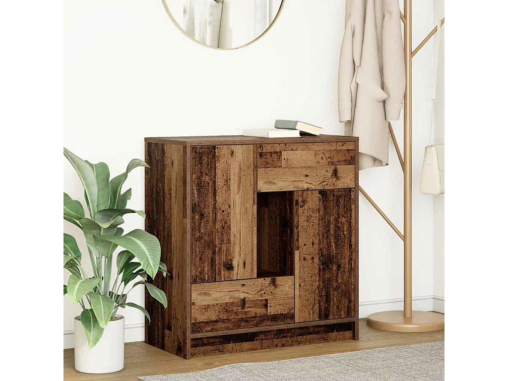 Buffet | Commode à tiroir | Meuble de rangement avec tiroirs et portes vieux bois 70,5x34x74,5 cm