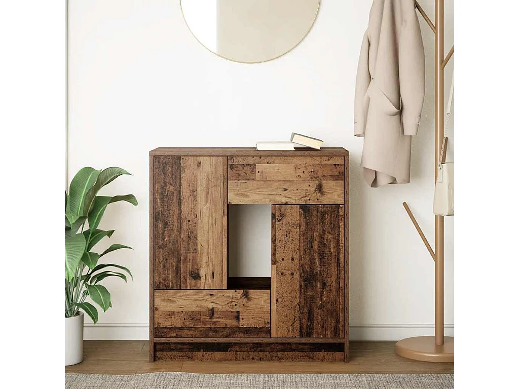 Buffet | Commode à tiroir | Meuble de rangement avec tiroirs et portes vieux bois 70,5x34x74,5 cm