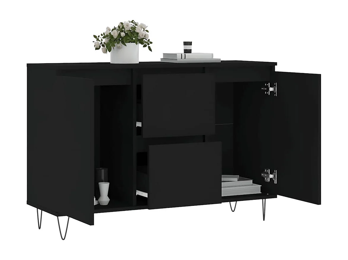 Buffet | Bahut | Meuble de rangement noir 104x35x70 cm bois d’ingénierie