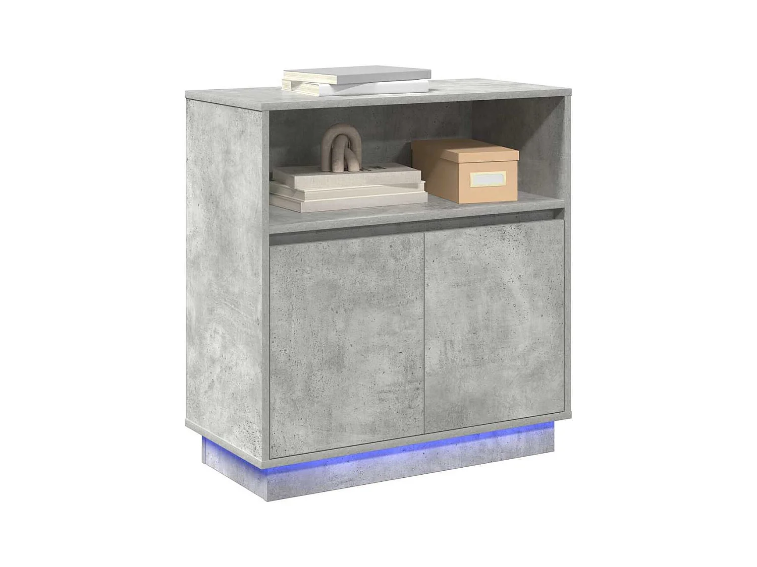 Credenza | Mobile | Armadio con LED Grigio Cemento 71x34,5x75 cm Legno Ingegnerizzato