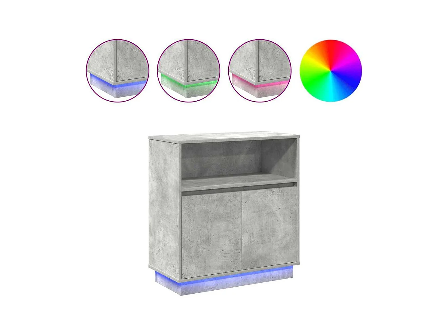 Credenza | Mobile | Armadio con LED Grigio Cemento 71x34,5x75 cm Legno Ingegnerizzato