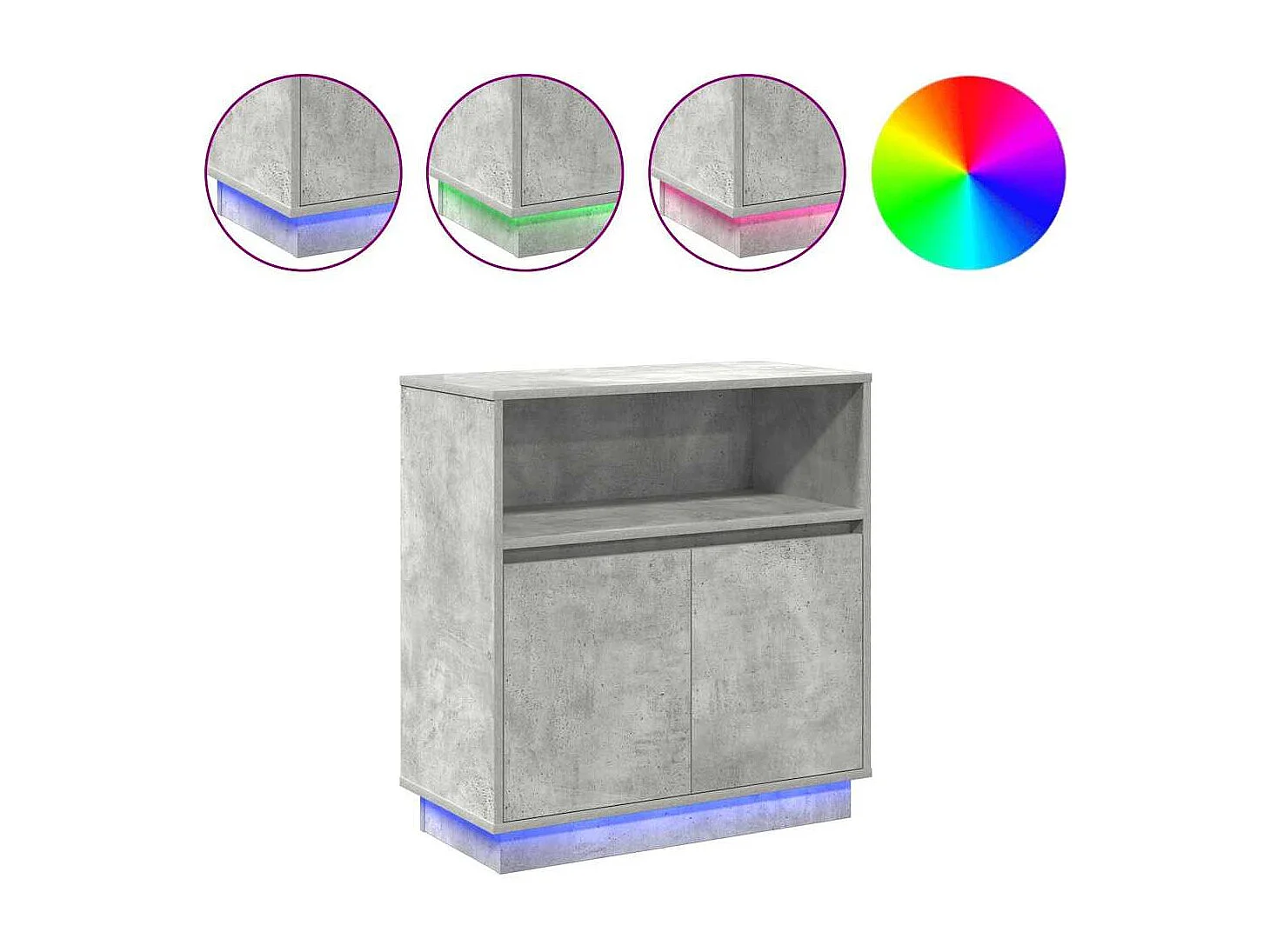 LED Sideboard | Buffet | Dressoir Betongrijs 71 x 34,5 x 75 cm Bewerkt hout