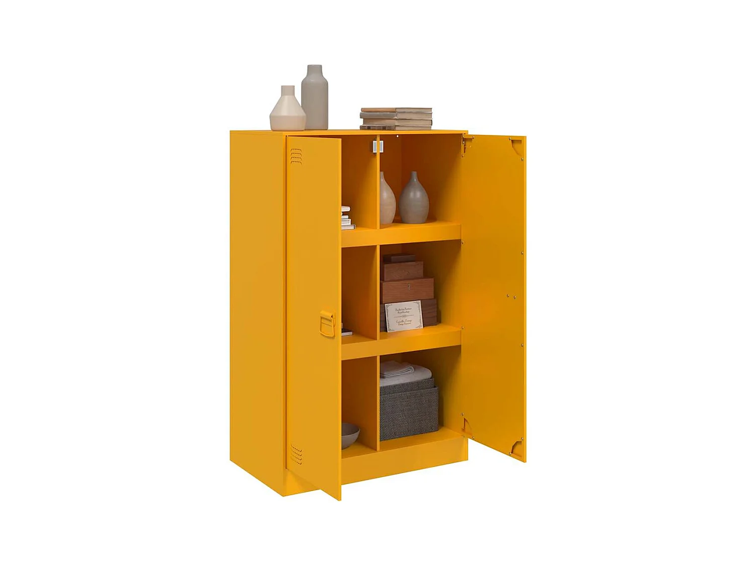 Buffet | Bahut | Meuble de rangement jaune moutarde 67x39x107 cm acier