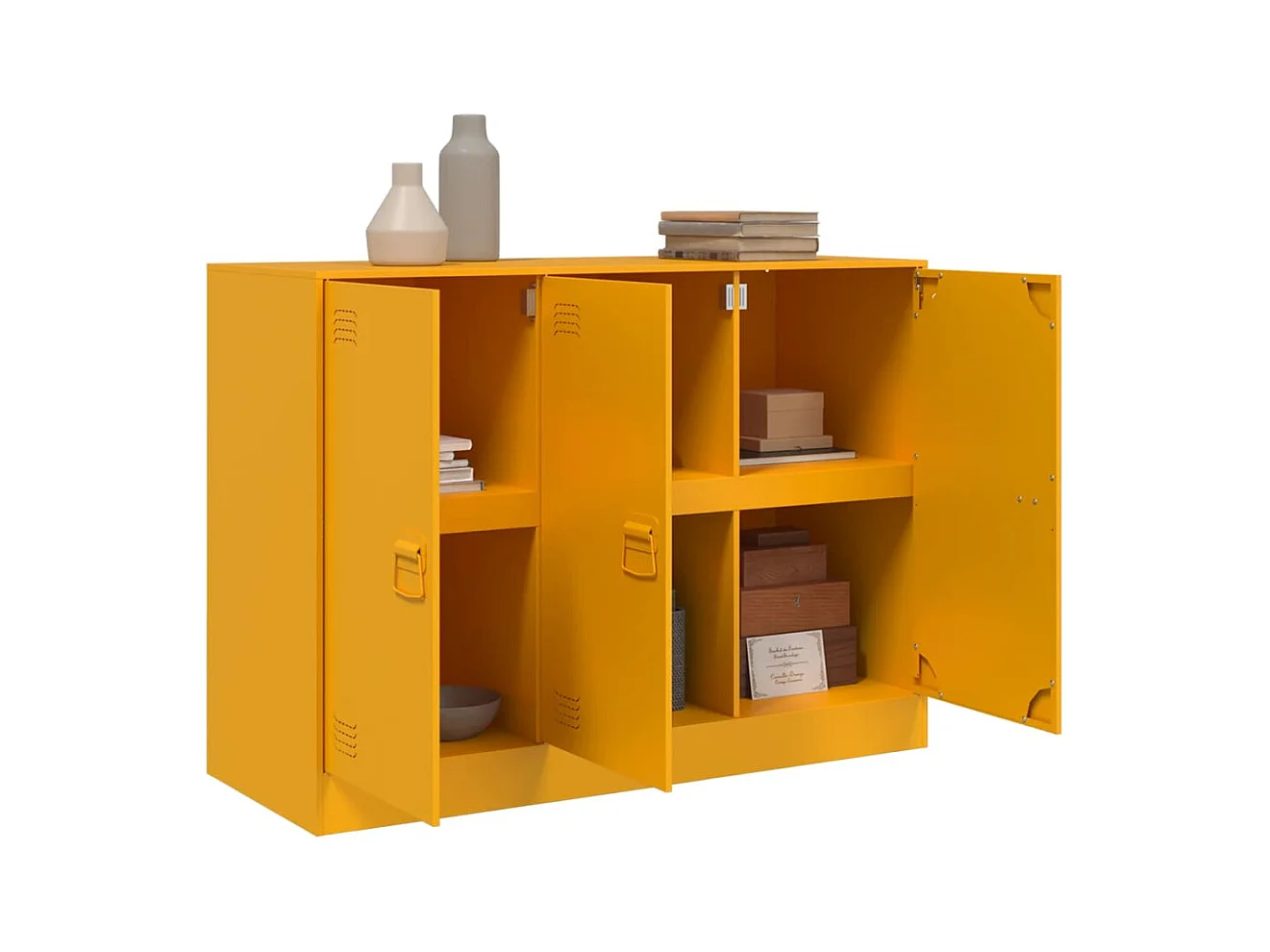 Buffet | Bahut | Meuble de rangement jaune moutarde 99x39x73 cm acier