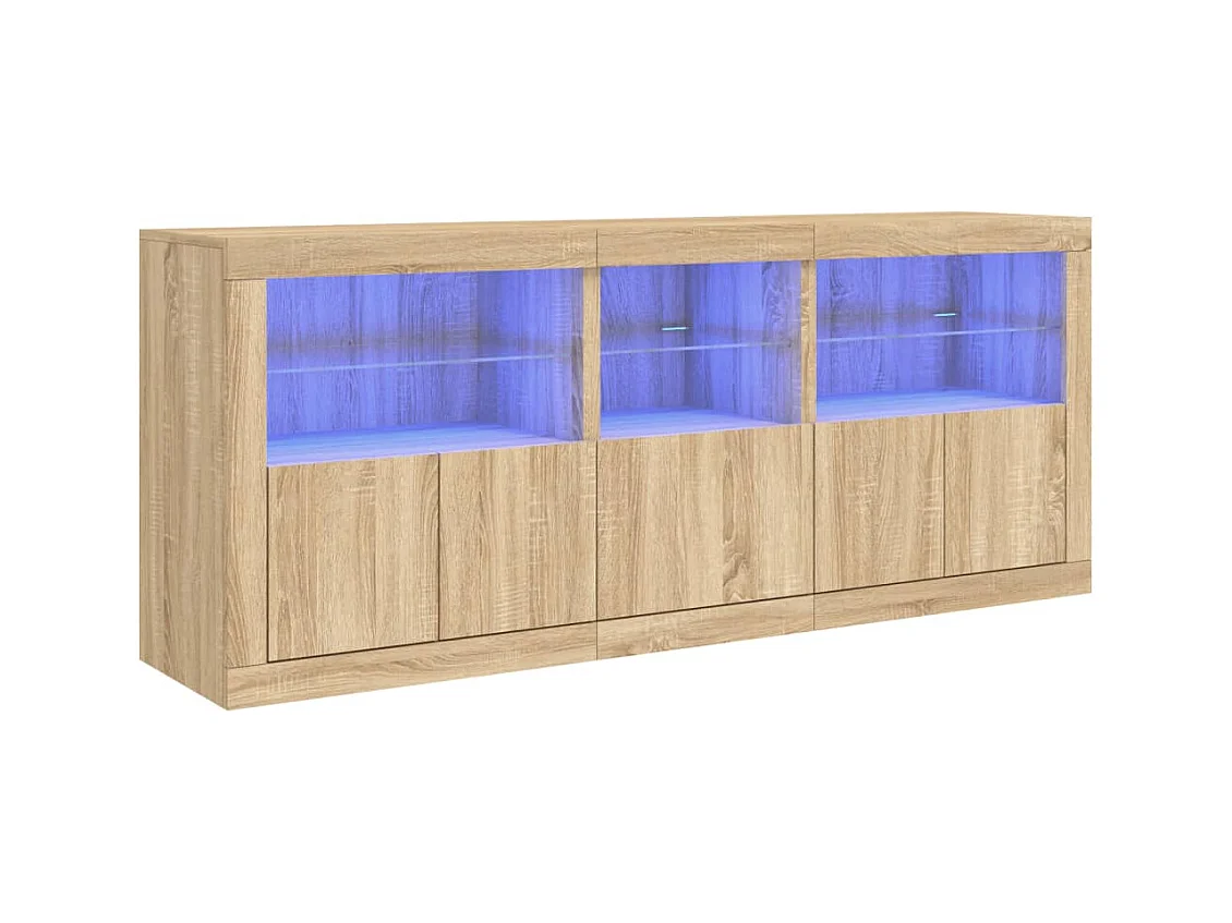 Buffet | Bahut | Meuble de rangement avec lumières LED chêne sonoma 162x37x67 cm