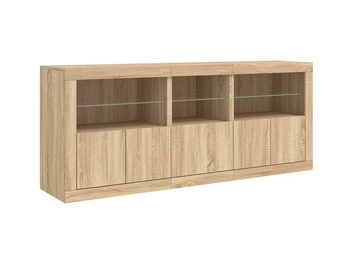 Buffet | Bahut | Meuble de rangement avec lumières LED chêne sonoma 162x37x67 cm