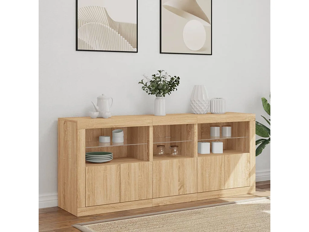 Credenza | Buffet | Armadio con Luci LED Rovere Sonoma 162x37x67 cm