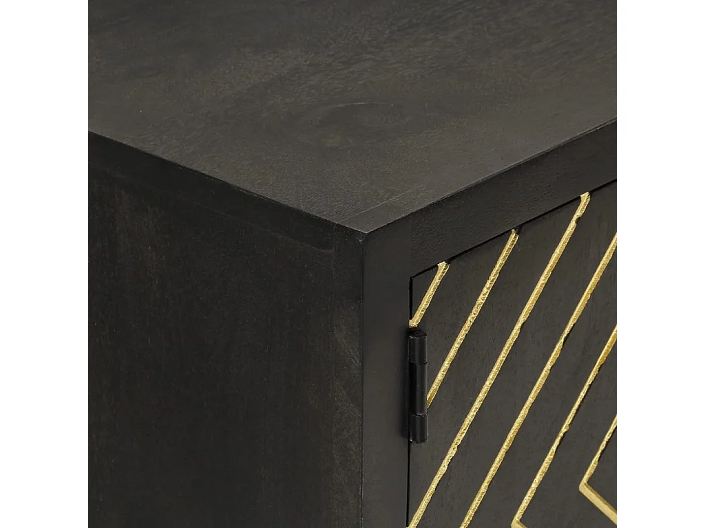 Buffet | Bahut | Meuble de rangement noir et doré 110x30x75 cm bois massif de manguier
