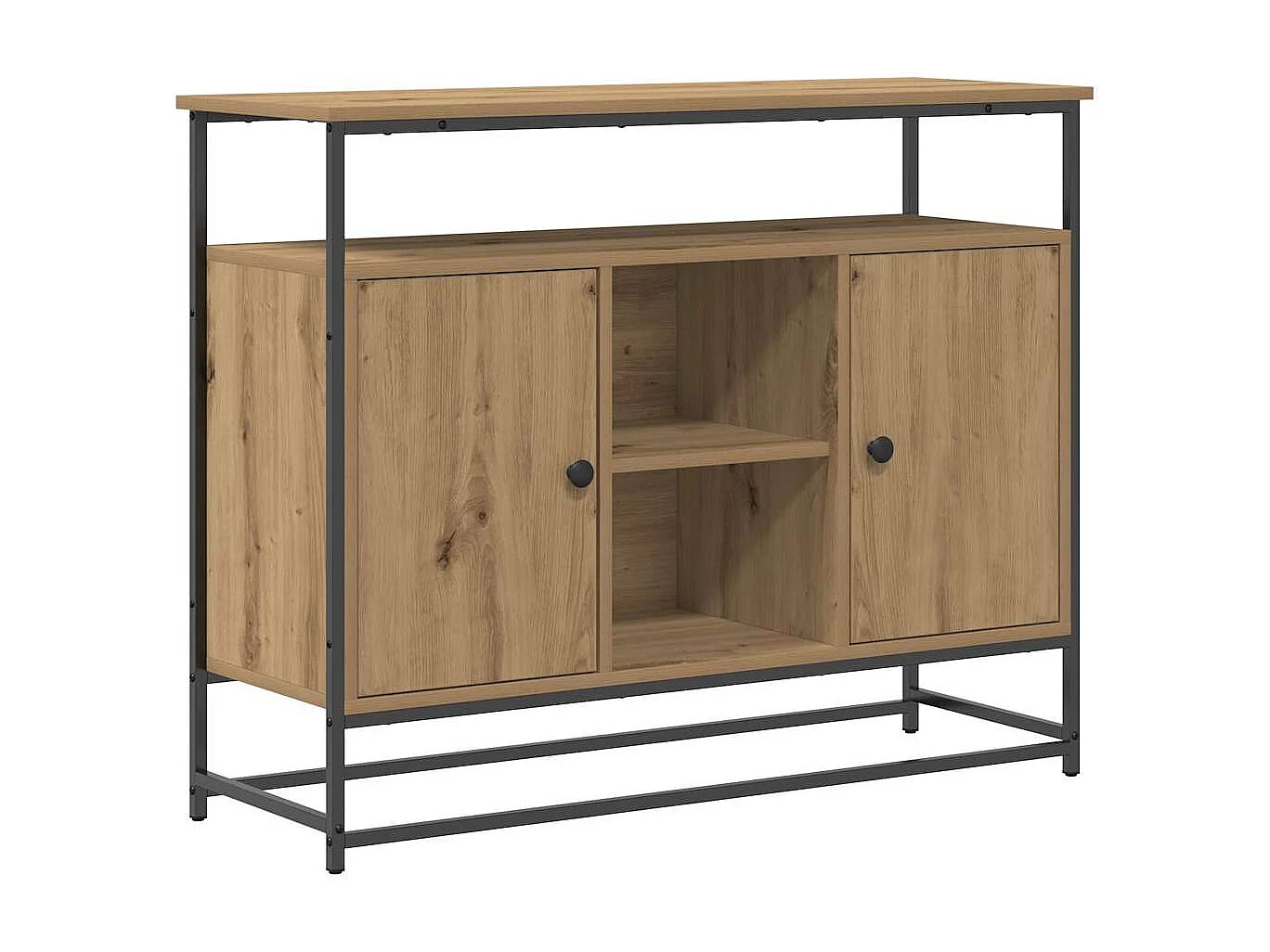 Buffet | Bahut | Meuble de rangement Artisan Chêne 100x35x80 cm Bois composite et Acier