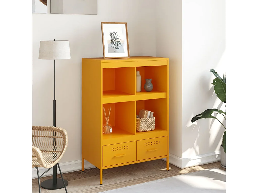 Credenza | Buffet | Armadio Giallo Senape 68x39x101,5 cm in Acciaio
