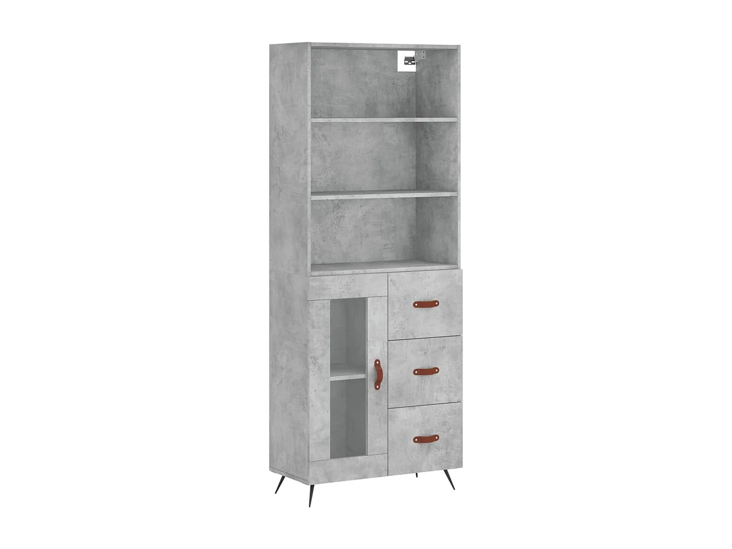 Buffet | Bahut | Meuble de rangement haut Gris béton 69,5x34x180 cm Bois d'ingénierie