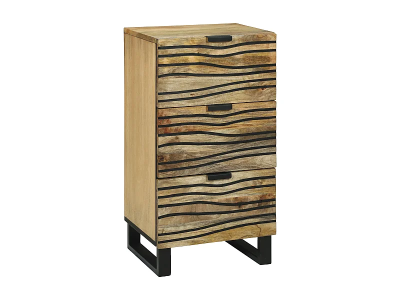 Buffet | Commode à tiroir | Meuble de rangement - 40 x 33,5 x 75 cm, en bois de manguier massif et en bois reconstitué.