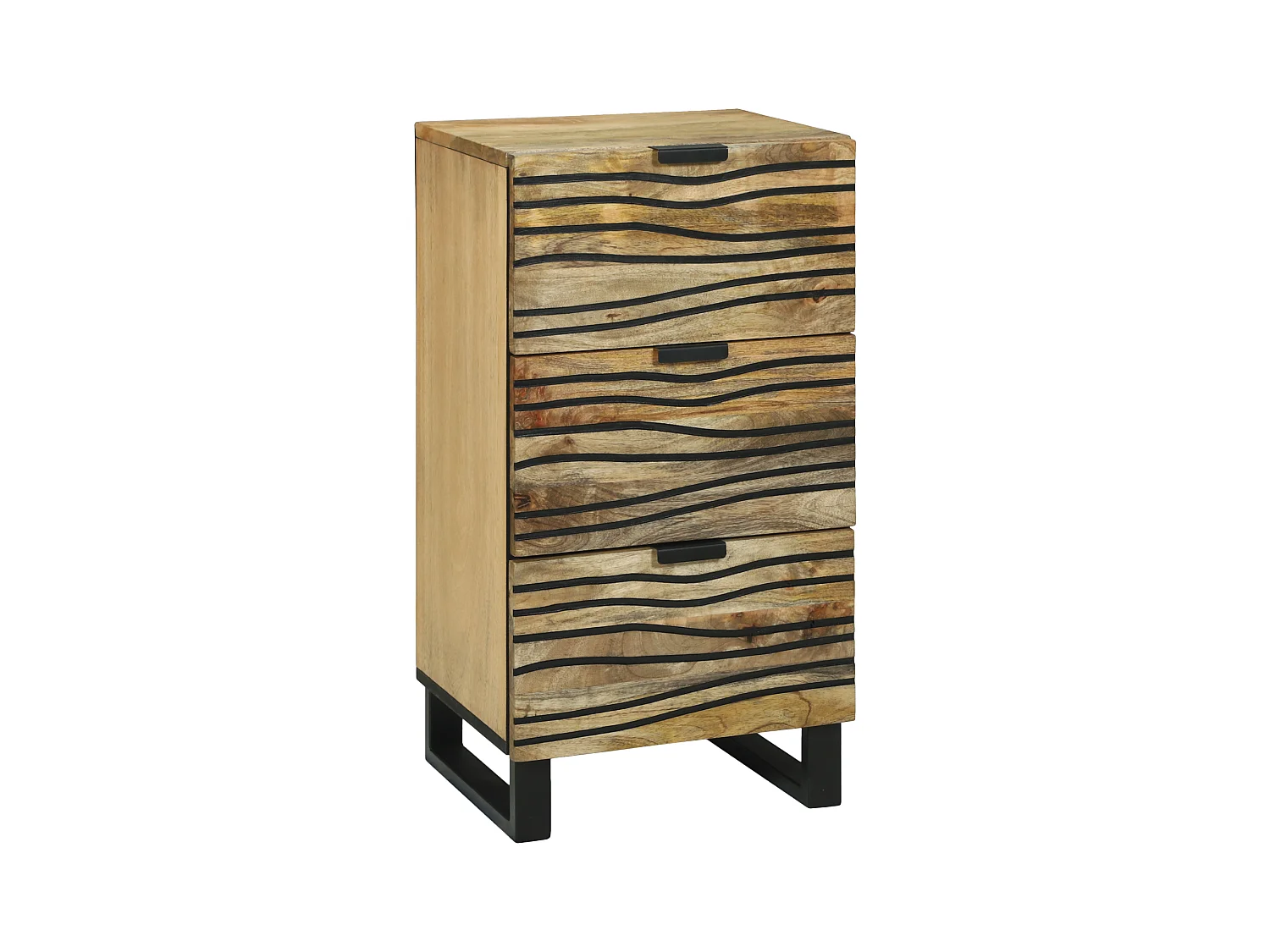 Buffet | Commode à tiroir | Meuble de rangement - 40 x 33,5 x 75 cm, en bois de manguier massif et en bois reconstitué.