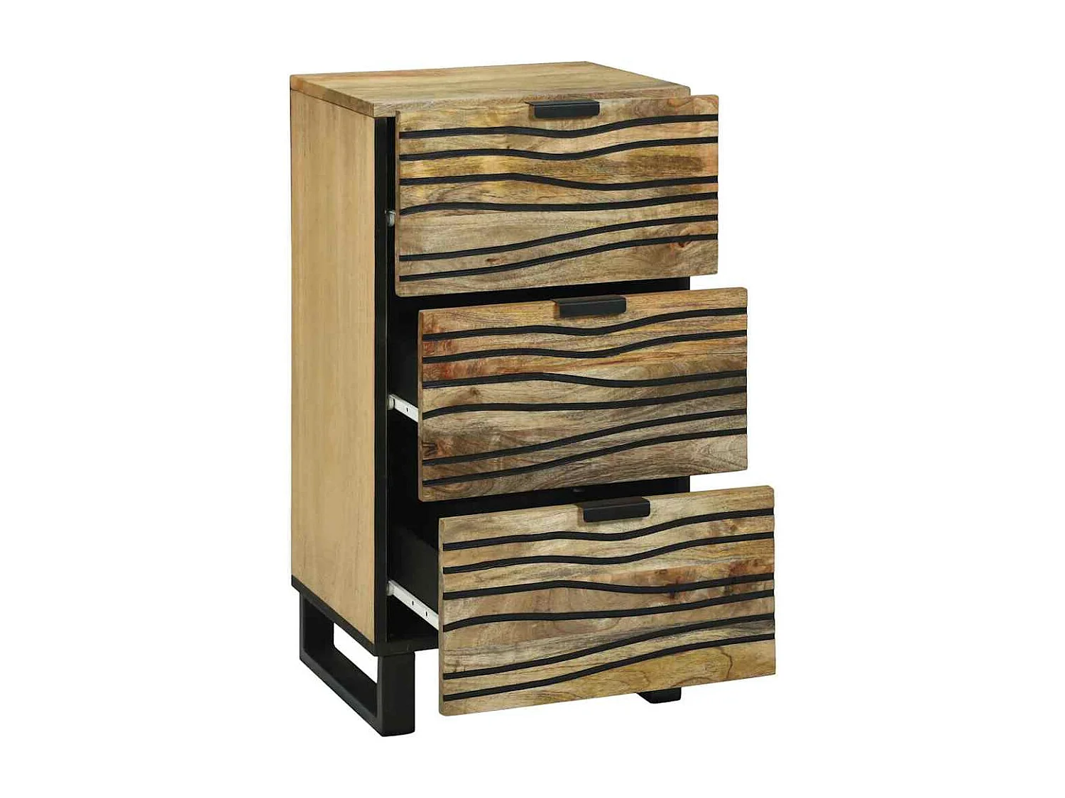 Buffet | Commode à tiroir | Meuble de rangement - 40 x 33,5 x 75 cm, en bois de manguier massif et en bois reconstitué.