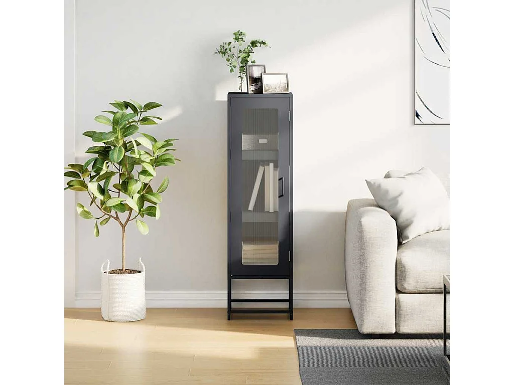 Credenza | Buffet | Armadio Antracite 36x39x123 cm Acciaio Laminato a Freddo