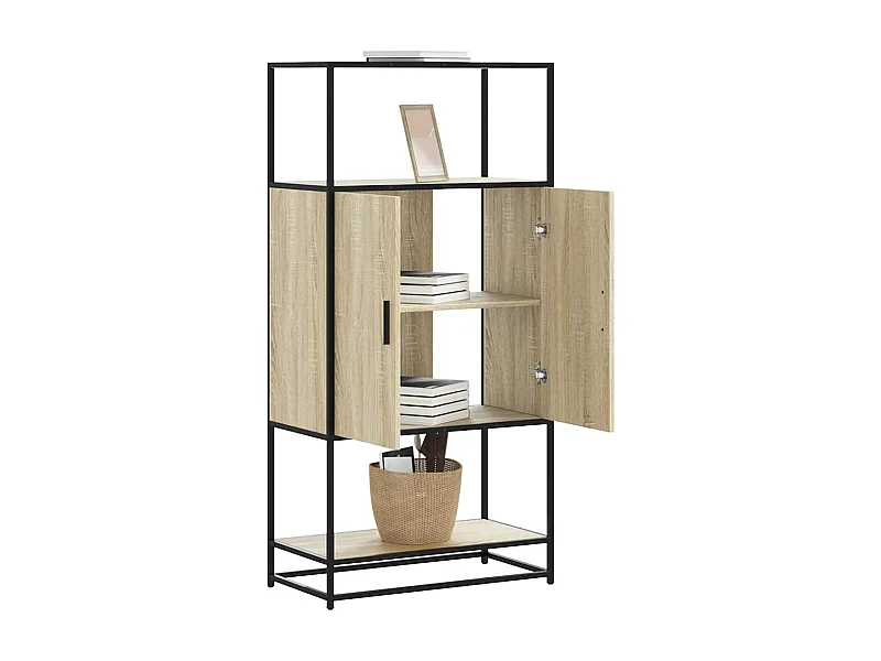 Credenza | Buffet | Armadio Rovere Sonoma 68x35x139 cm Legno Multistrato Metallo