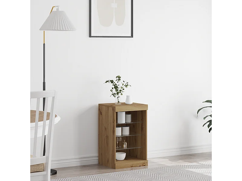 Buffet | Bahut | Meuble de rangement avec lumières LED chêne artisanal 41x37x67 cm