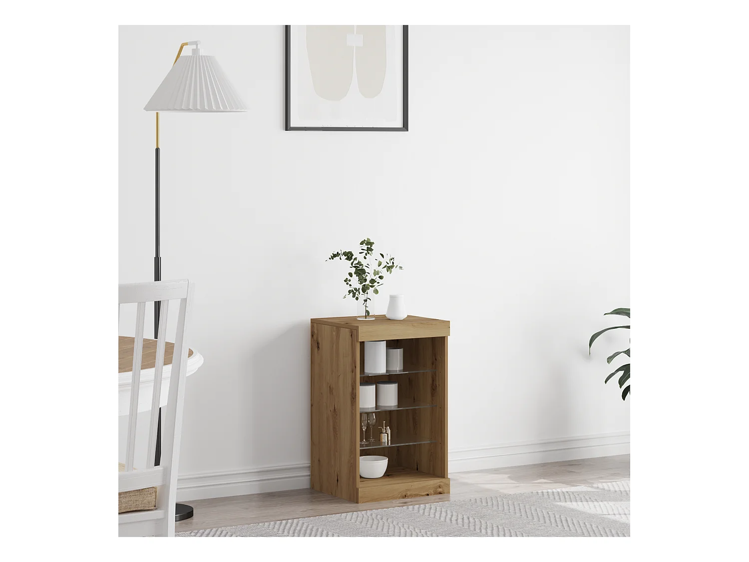 Buffet | Bahut | Meuble de rangement avec lumières LED chêne artisanal 41x37x67 cm