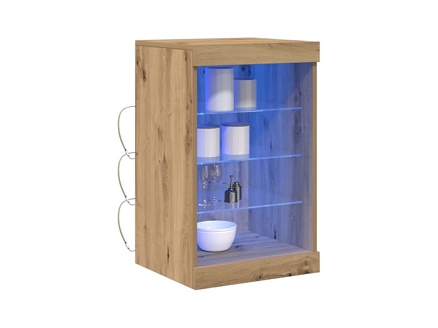 Buffet | Bahut | Meuble de rangement avec lumières LED chêne artisanal 41x37x67 cm