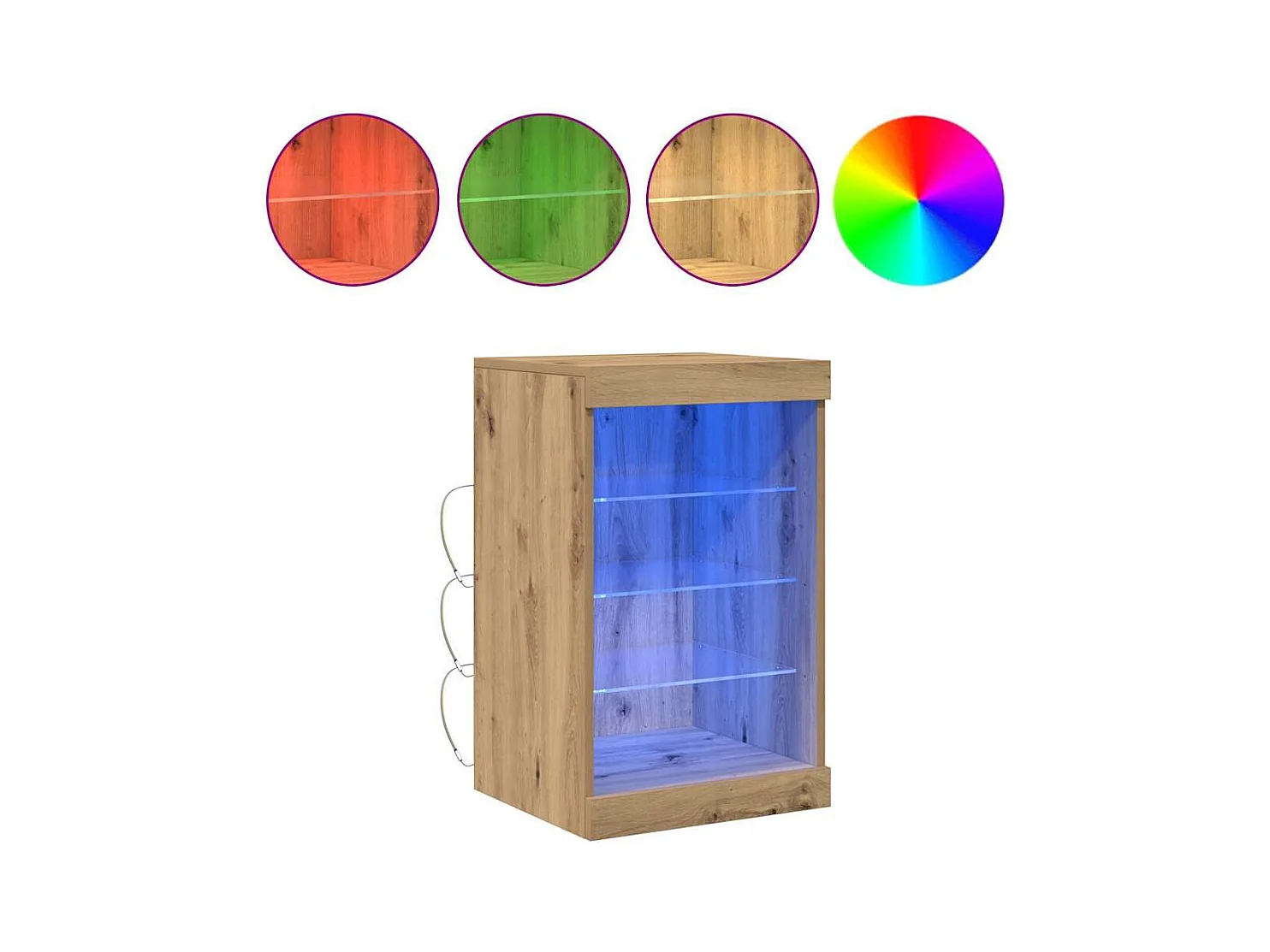 Buffet | Bahut | Meuble de rangement avec lumières LED chêne artisanal 41x37x67 cm