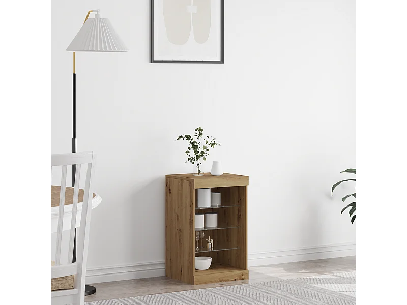 Buffet | Bahut | Meuble de rangement avec lumières LED chêne artisanal 41x37x67 cm