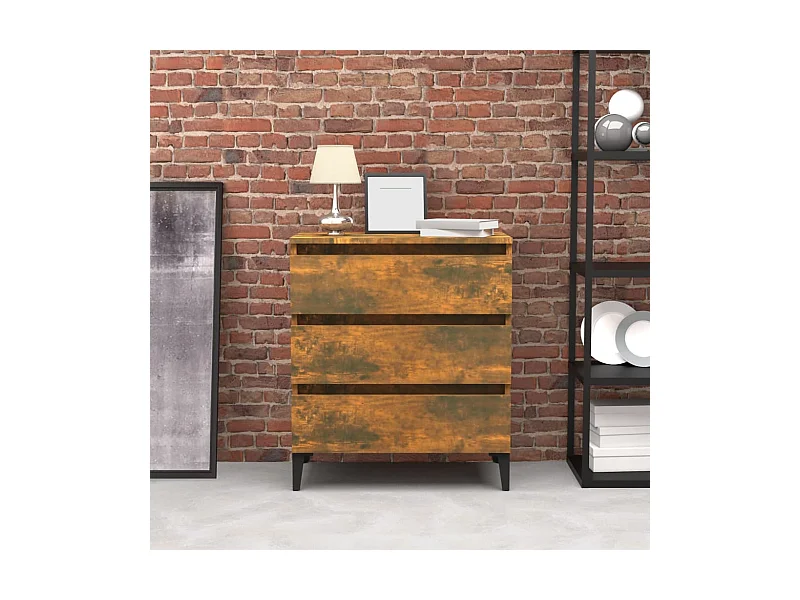 Buffet | Commode à tiroir | Meuble de rangement Chêne fumé 60x35x69 cm Bois d'ingénierie