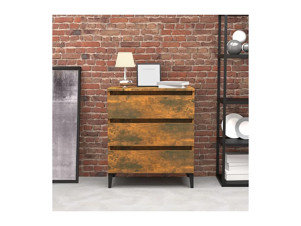 Buffet | Commode à tiroir | Meuble de rangement Chêne fumé 60x35x69 cm Bois d'ingénierie