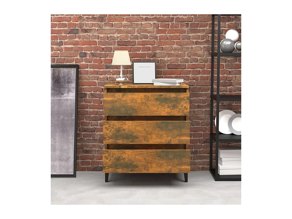 Buffet | Commode à tiroir | Meuble de rangement Chêne fumé 60x35x69 cm Bois d'ingénierie