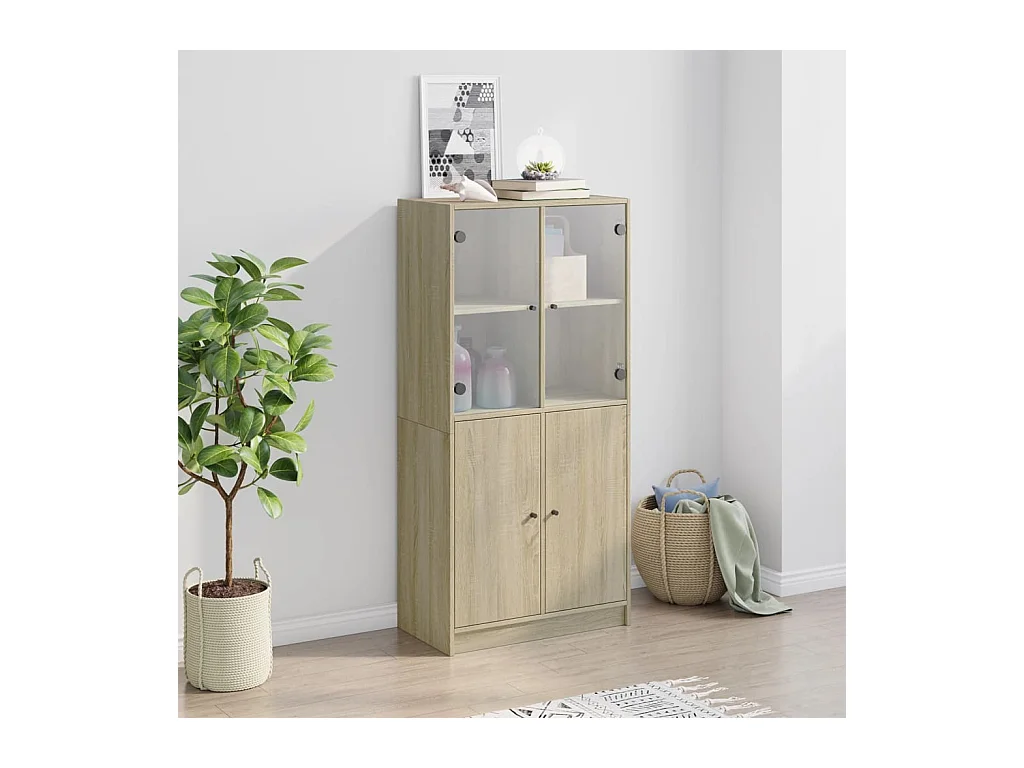 Credenza | Buffet | Armadio con Ante Rovere Sonoma 68x37x142 cm Legno Multistrato