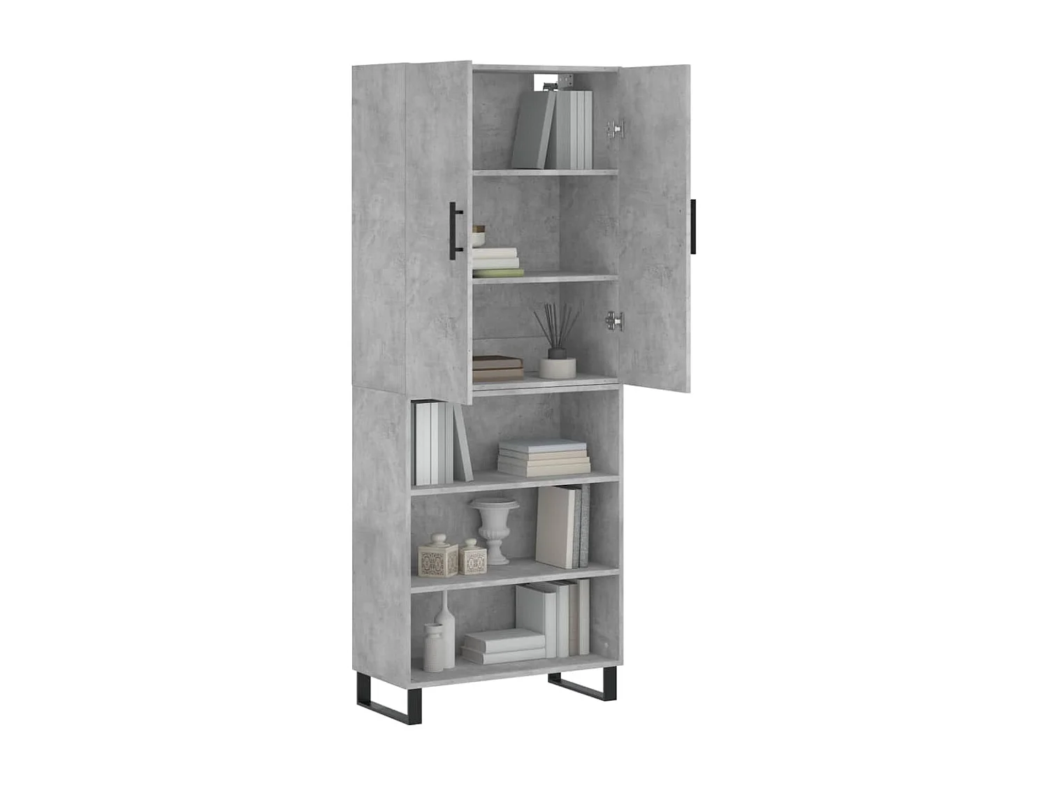 Buffet | Bahut | Meuble de rangement haut Gris béton 69,5x34x180 cm Bois d'ingénierie