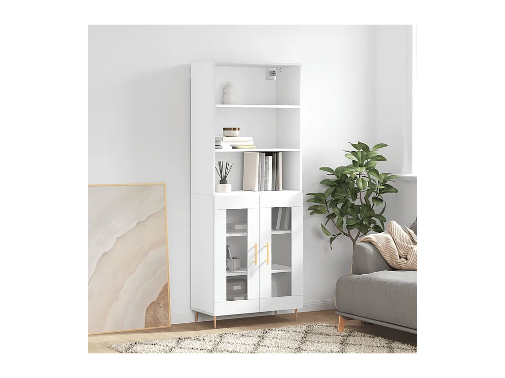 Credenza | Buffet | Armadio Bianca 69,5x34x180 cm in Legno Multistrato