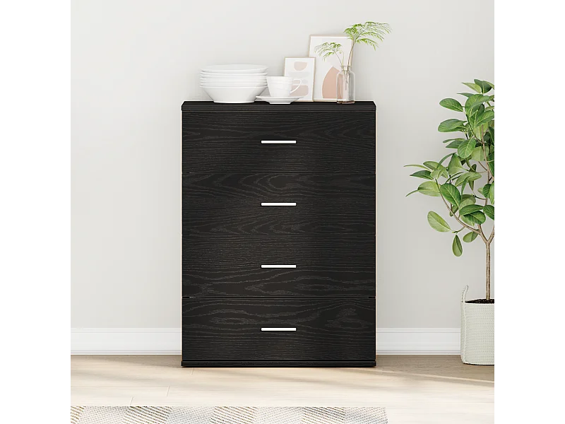 Buffet | Bahut | Meuble de rangement avec tiroir Chêne Noir 60 x 39 x 80 cm Bois d'ingénierie