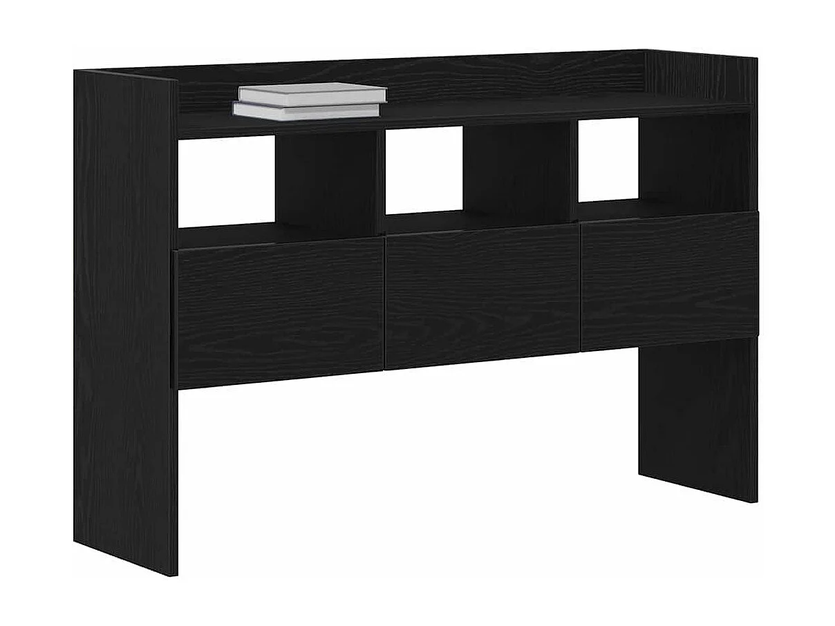 Buffet | Bahut | Meuble de rangement noir en chêne 105x30x70 cm en bois d'ingénierie