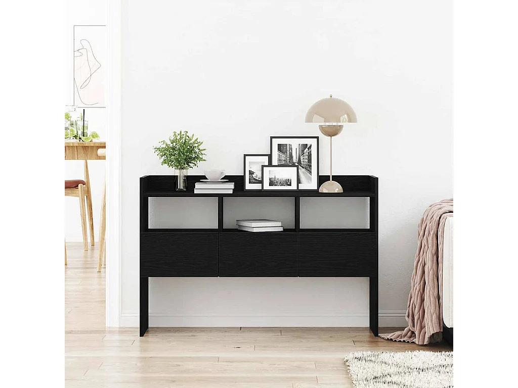 Buffet | Bahut | Meuble de rangement noir en chêne 105x30x70 cm en bois d'ingénierie
