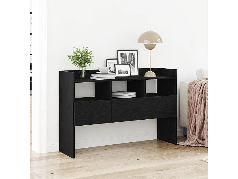 Buffet | Bahut | Meuble de rangement noir en chêne 105x30x70 cm en bois d'ingénierie
