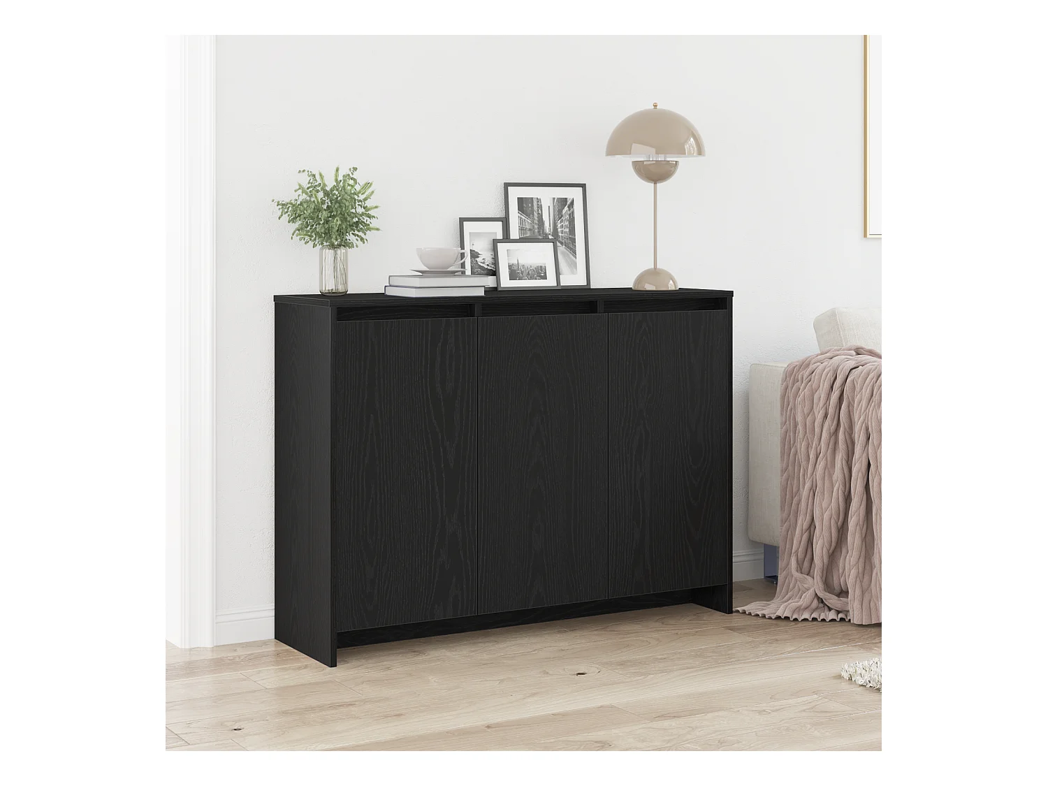 Credenza | Mobile | Armadio Nero Rovere 102x33x75 cm in Legno Ingenerizzato