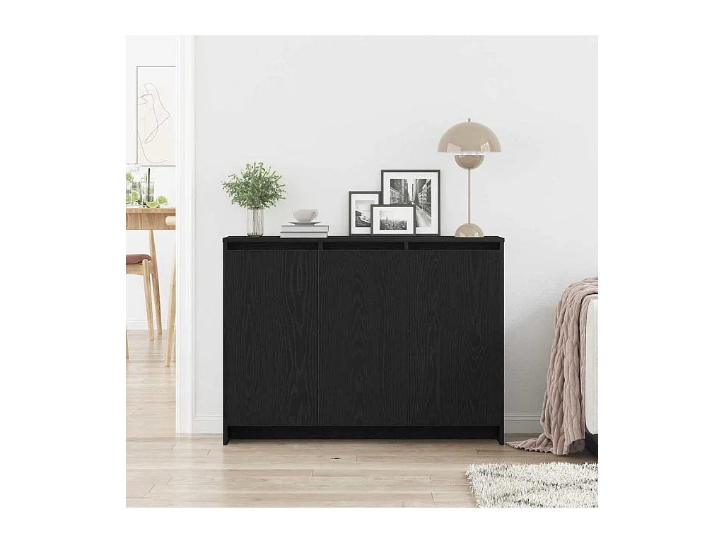 Credenza | Mobile | Armadio Nero Rovere 102x33x75 cm in Legno Ingenerizzato