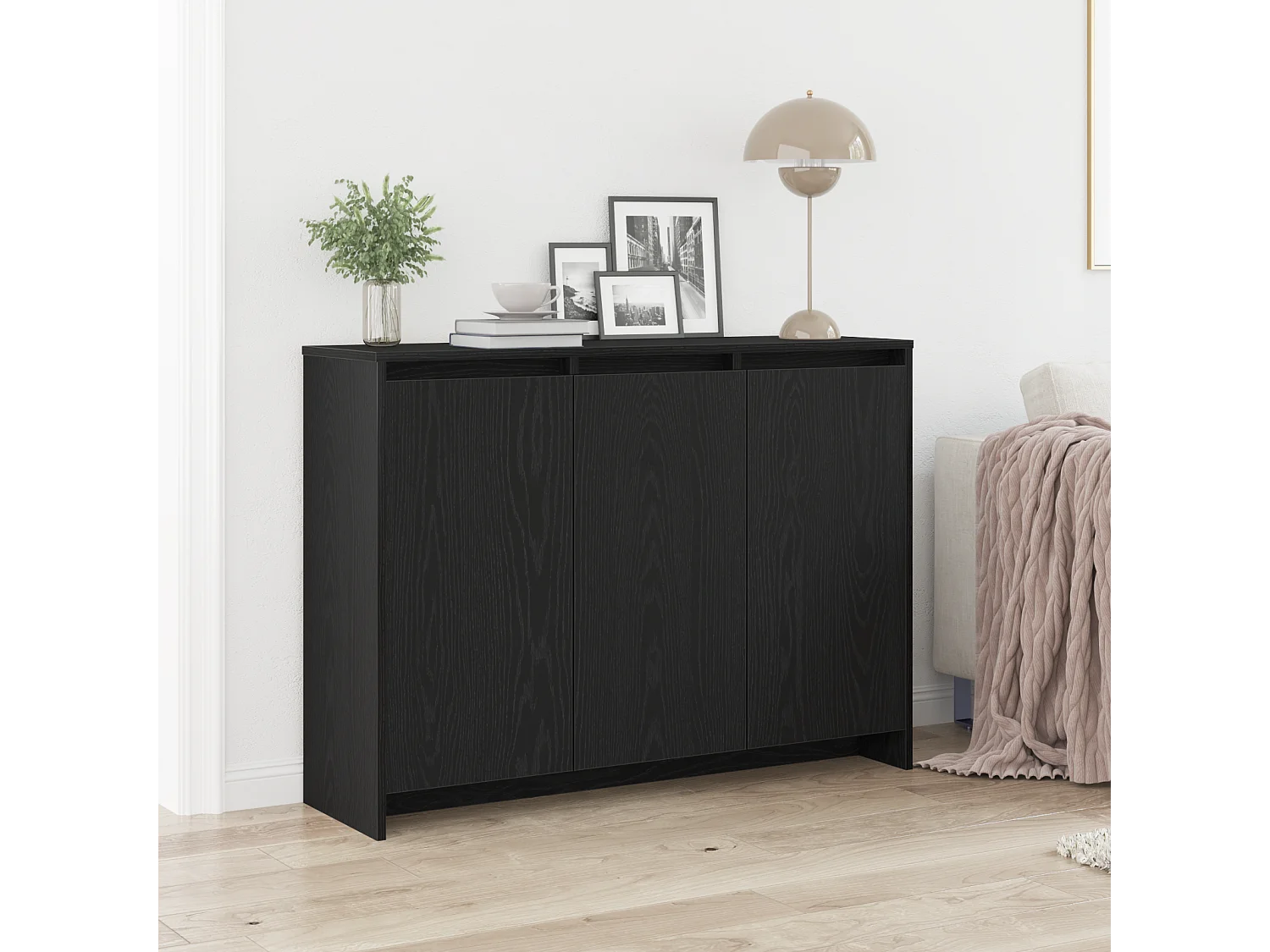 Credenza | Mobile | Armadio Nero Rovere 102x33x75 cm in Legno Ingenerizzato