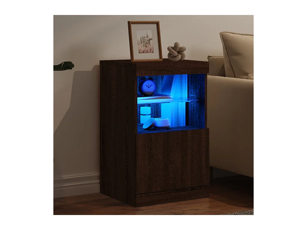 Credenza | Buffet | Armadio con Luci LED Rovere Marrone 41x37x67 cm