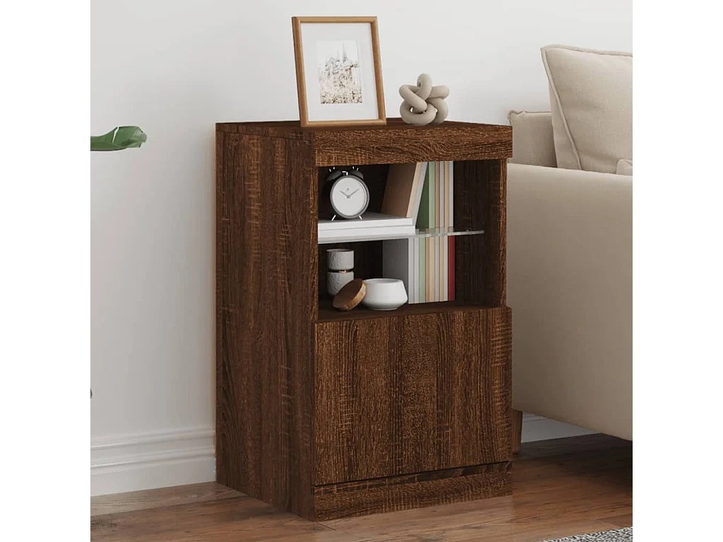 Buffet | Bahut | Meuble de rangement avec lumières LED chêne marron 41x37x67 cm