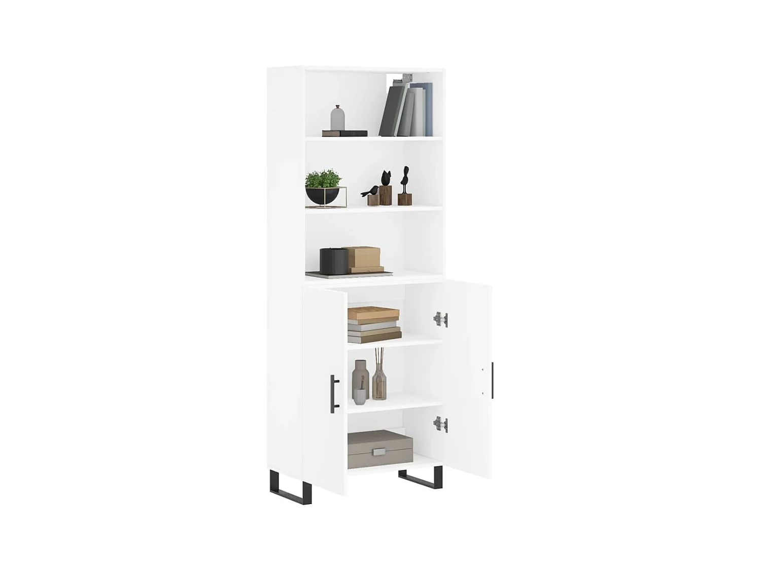 Buffet | Bahut | Meuble de rangement haut Blanc 69,5x34x180 cm Bois d'ingénierie