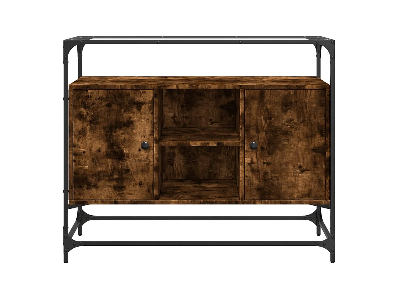 Credenza | Buffet | Armadio Piano Vetro Rovere Fumo 98x35x81cm Legno Multistrato